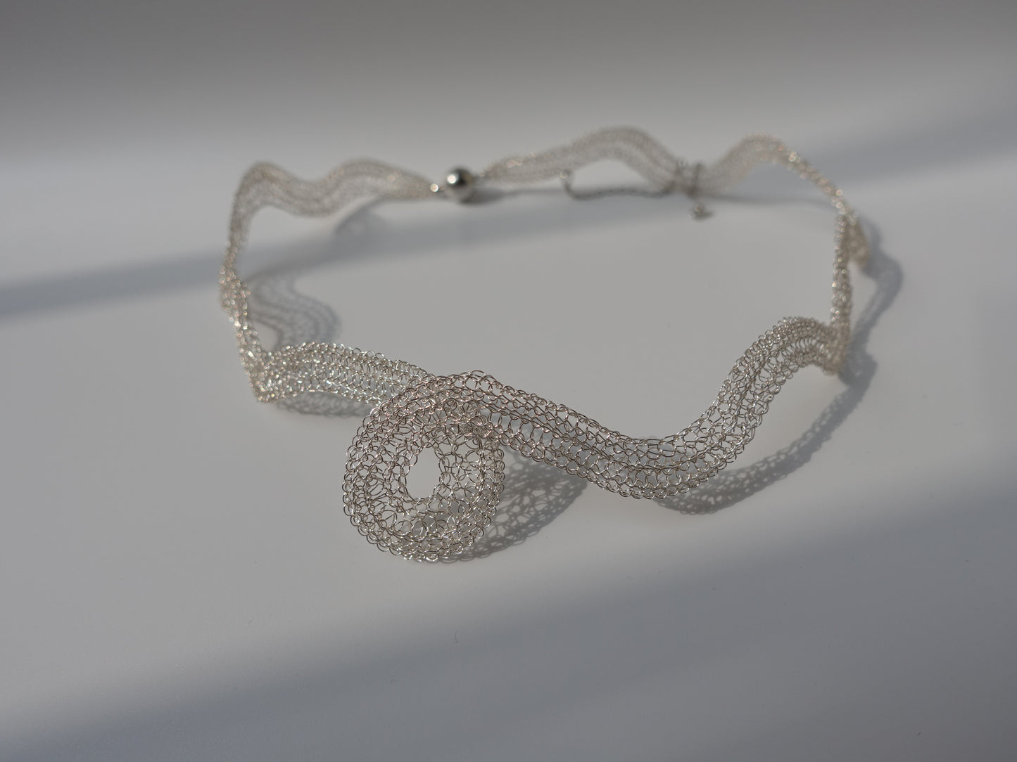 Silver lace asymmetrical choker