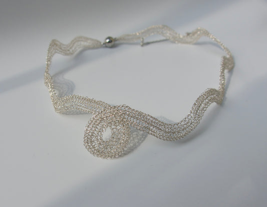 Silver lace asymmetrical choker