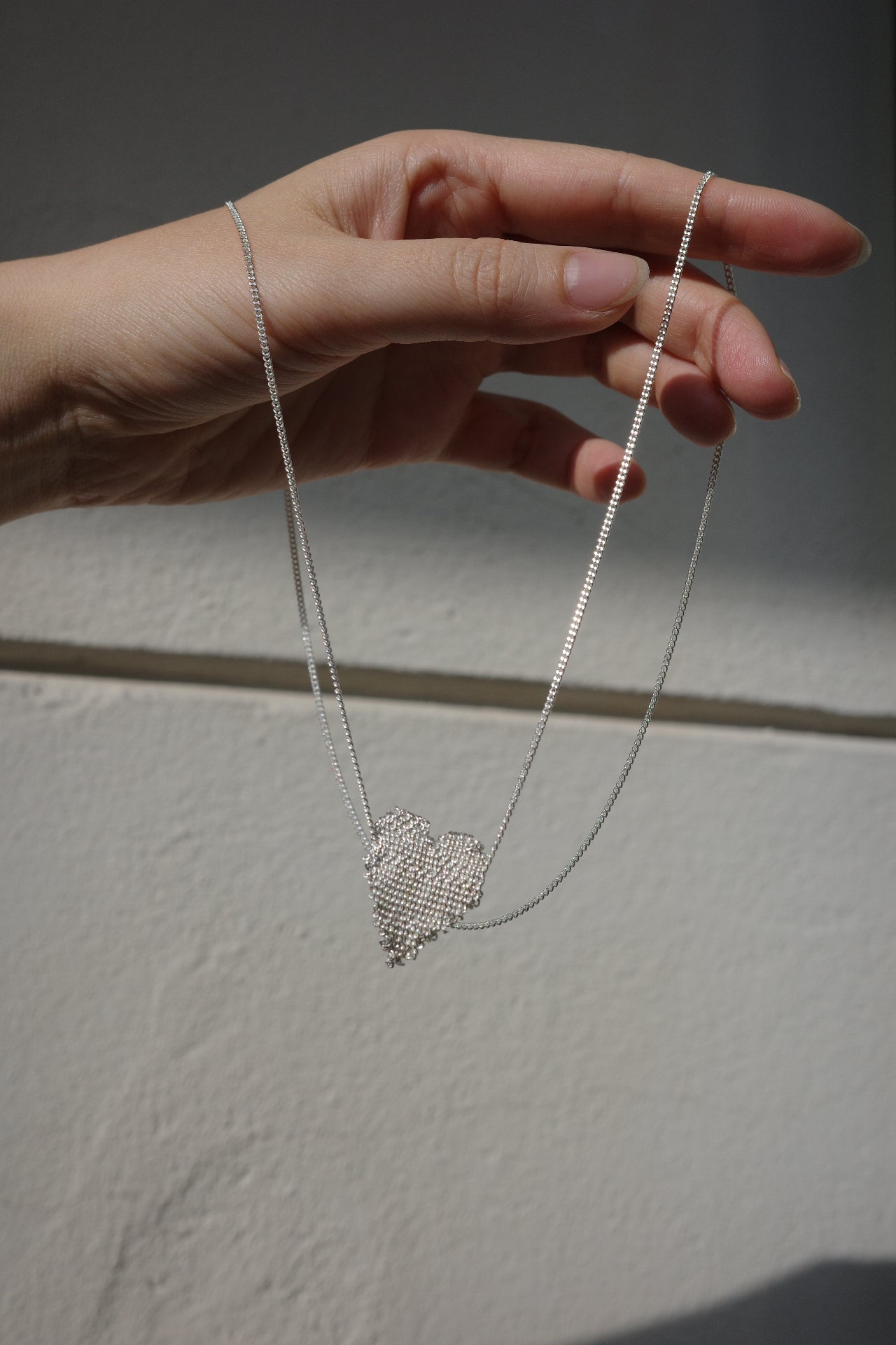 The White Silver Heart Necklace