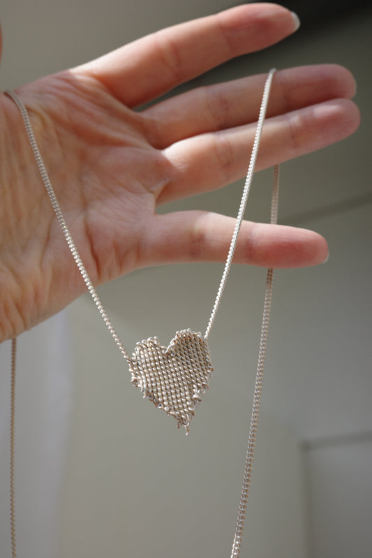 The White Enamel Heart Necklace