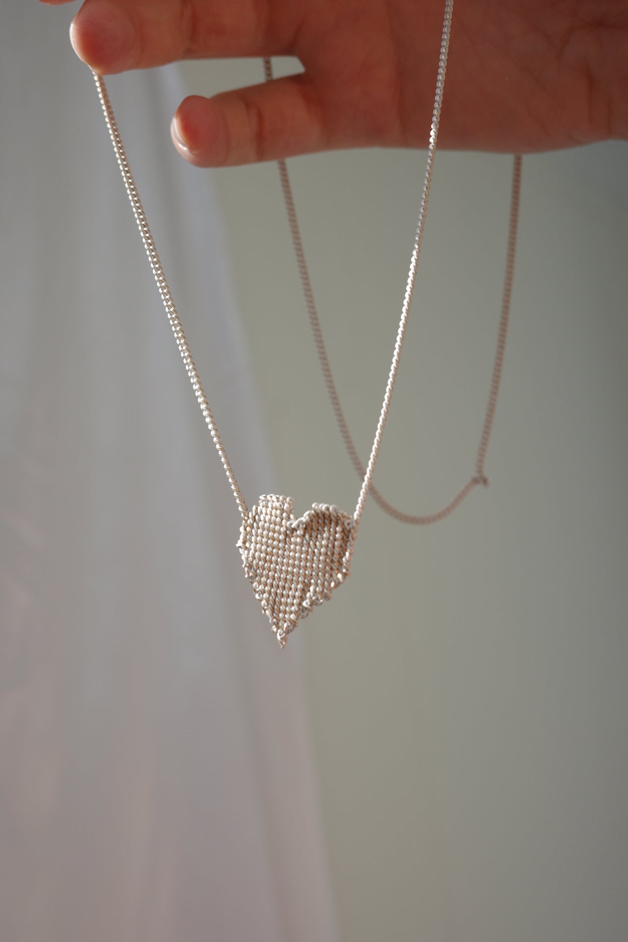 The White Enamel Heart Necklace