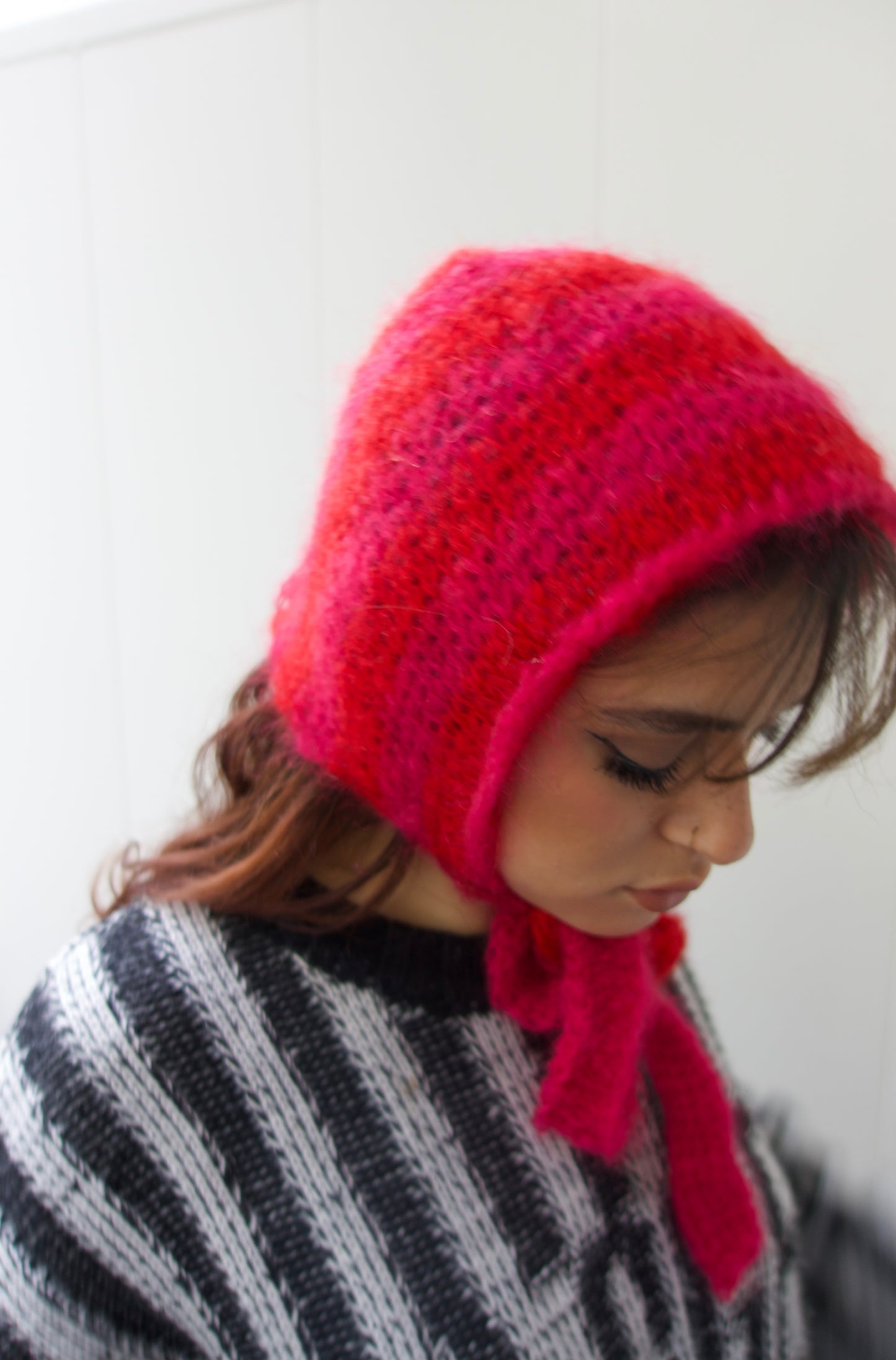 Red and Pink Bonnet with strings