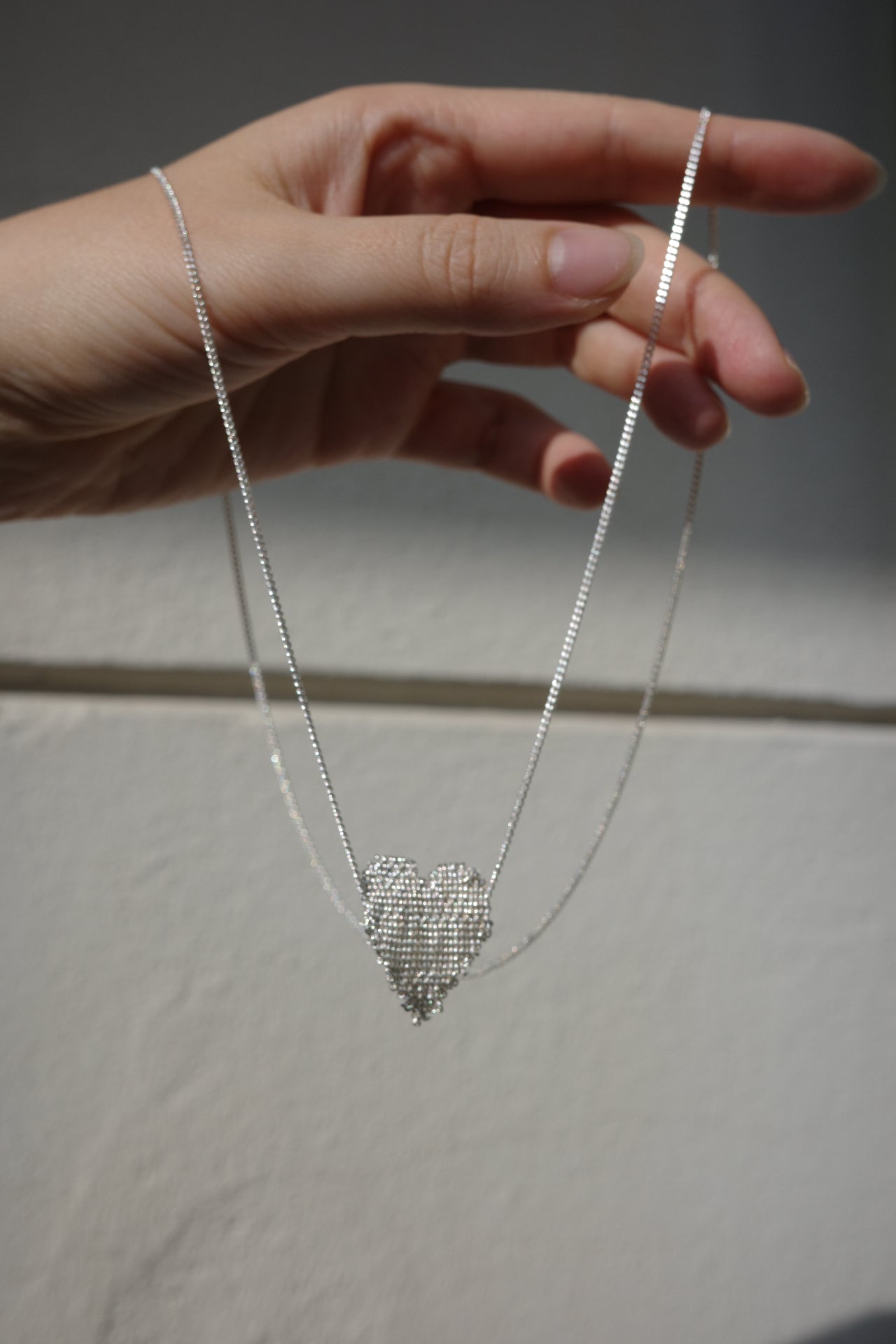 The White Silver Heart Necklace