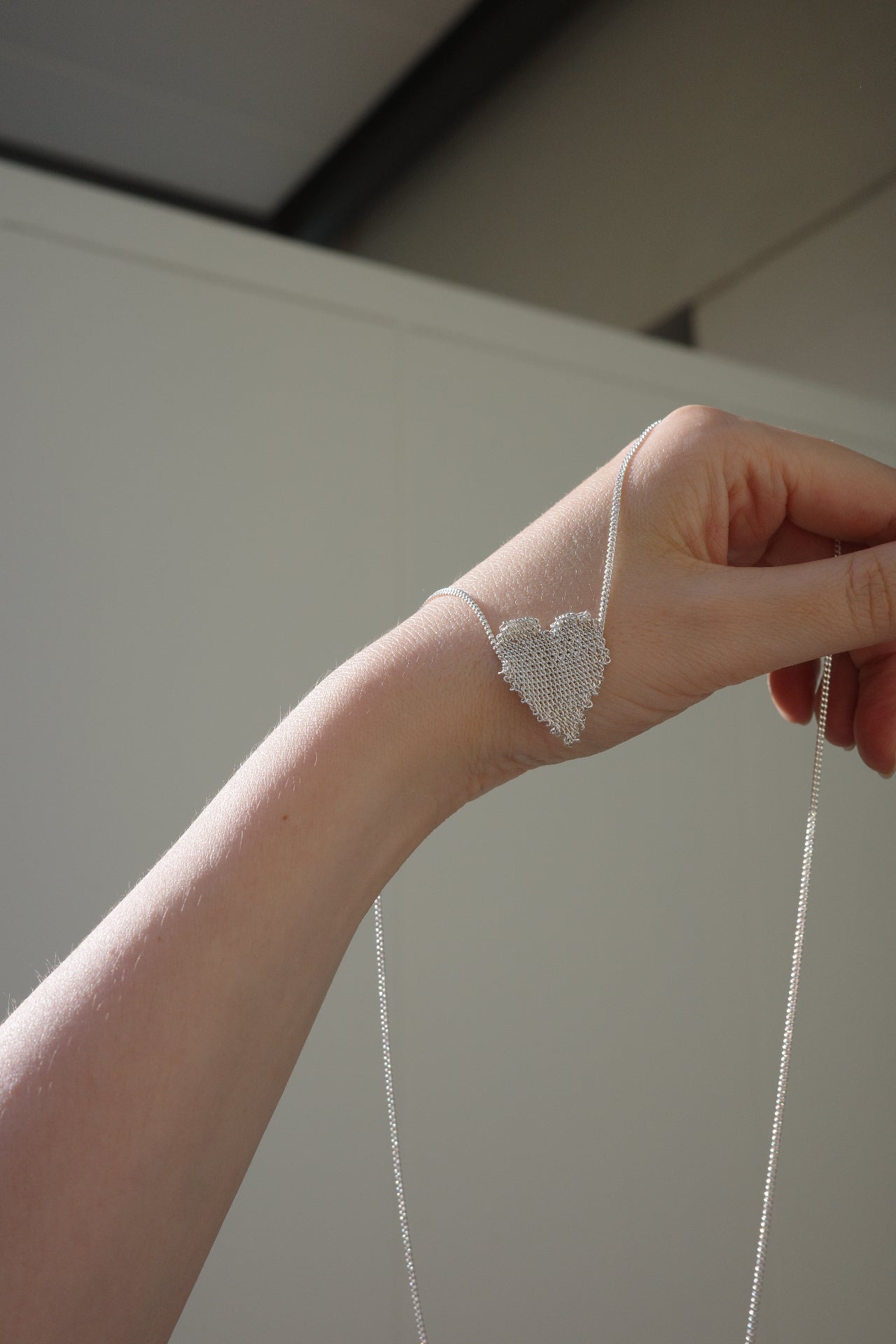 The White Silver Heart Necklace