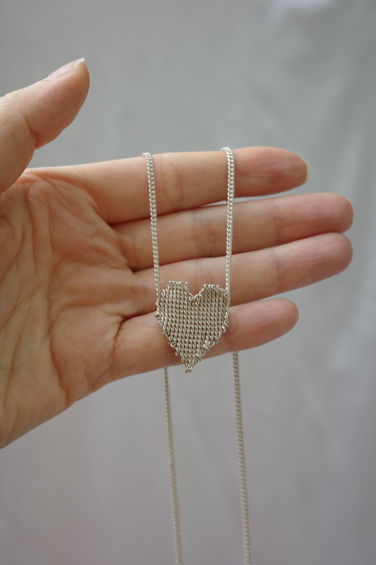 The White Enamel Heart Necklace