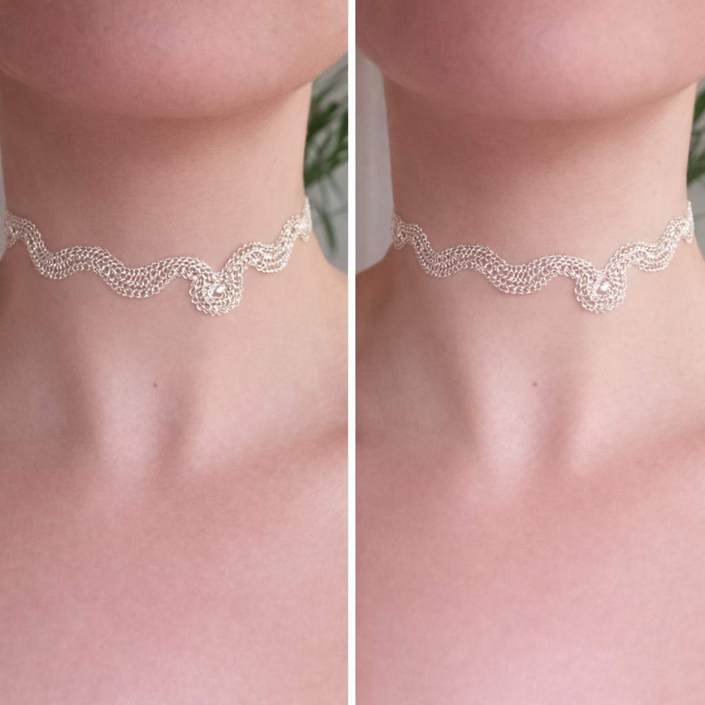 Silver choker with baroque style element