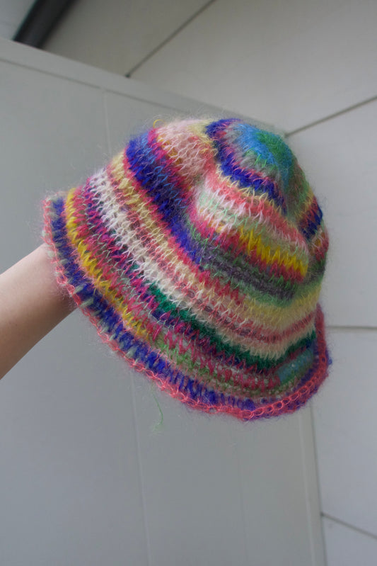 Colorful mohair bucket hat