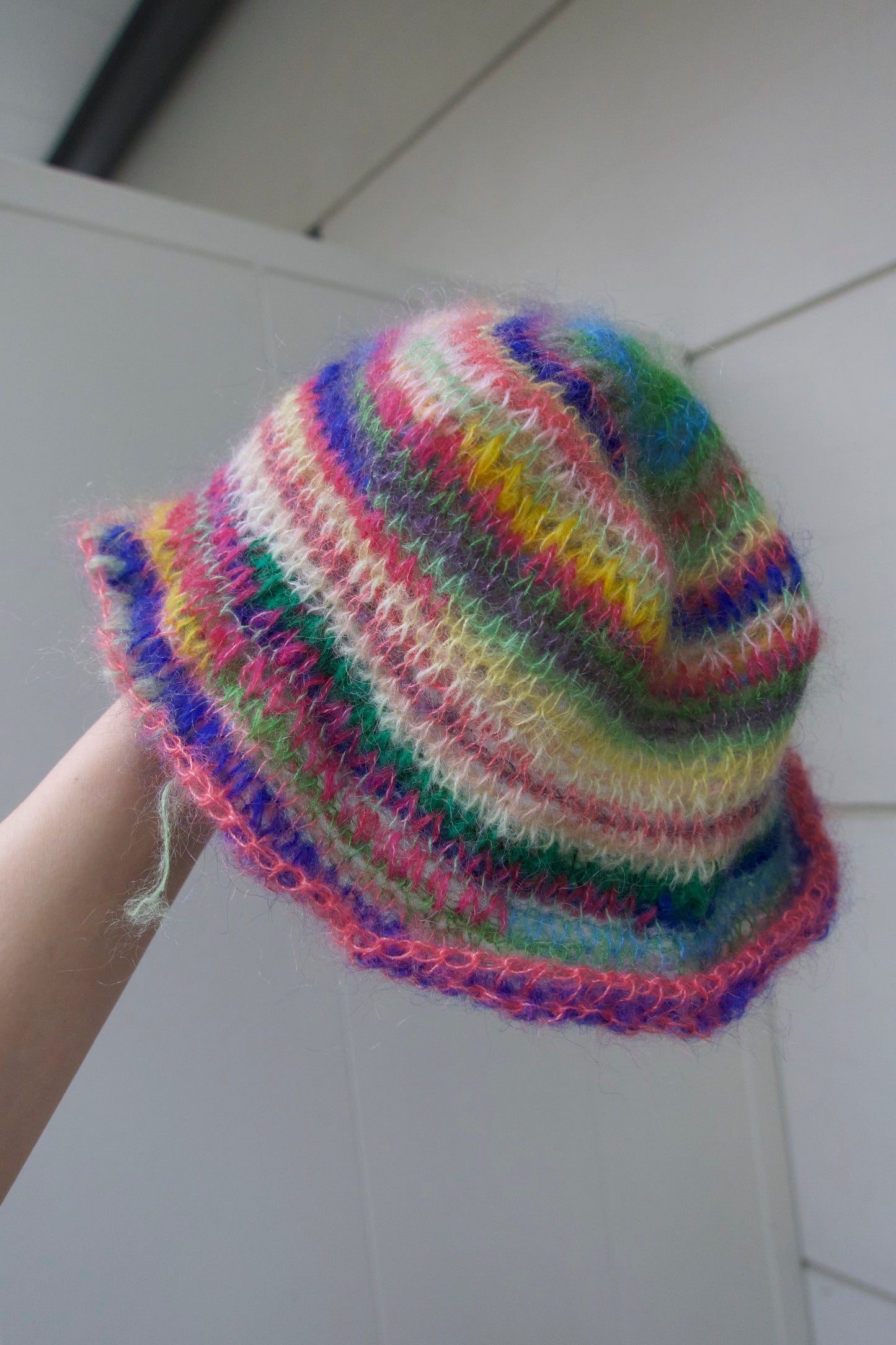 Colorful mohair bucket hat